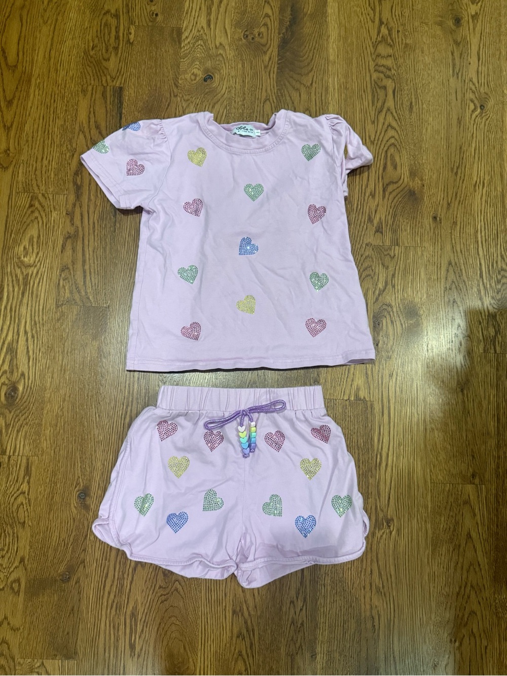 Lola + The Boys Lavender Heart Print Pajama Set